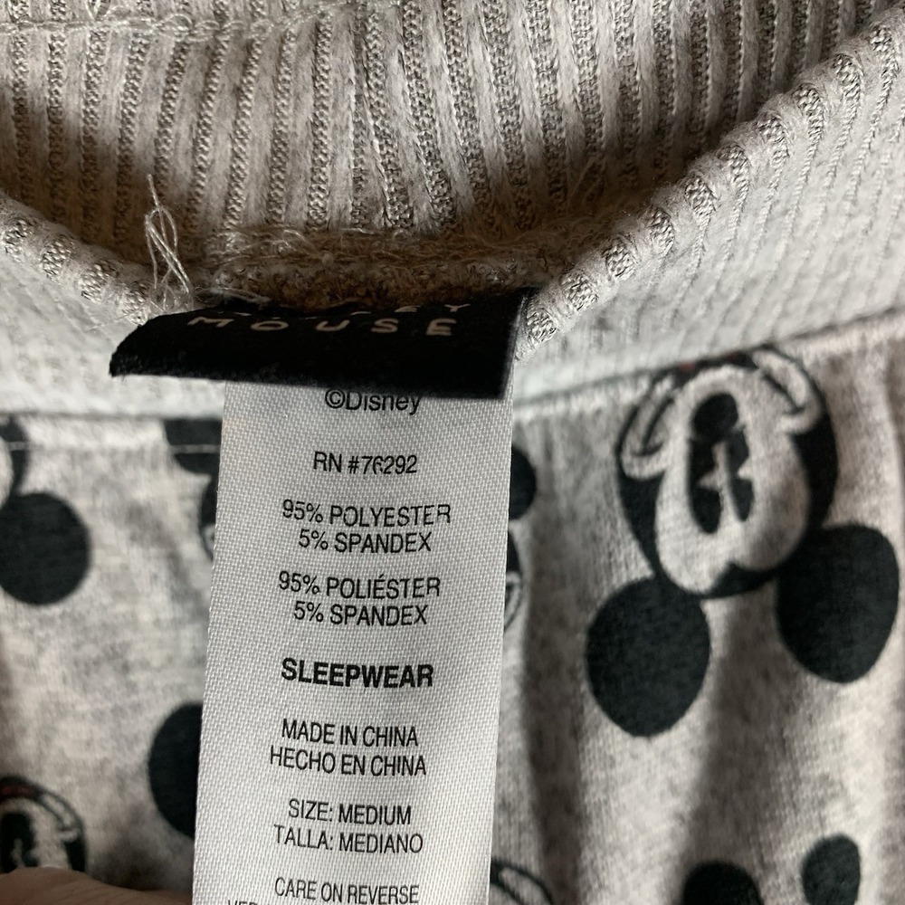 Disney Mickey Mouse Women's Pajama Pants M PJ Jogger Gray Black Sleepwear Lounge - Picture 7 of 11